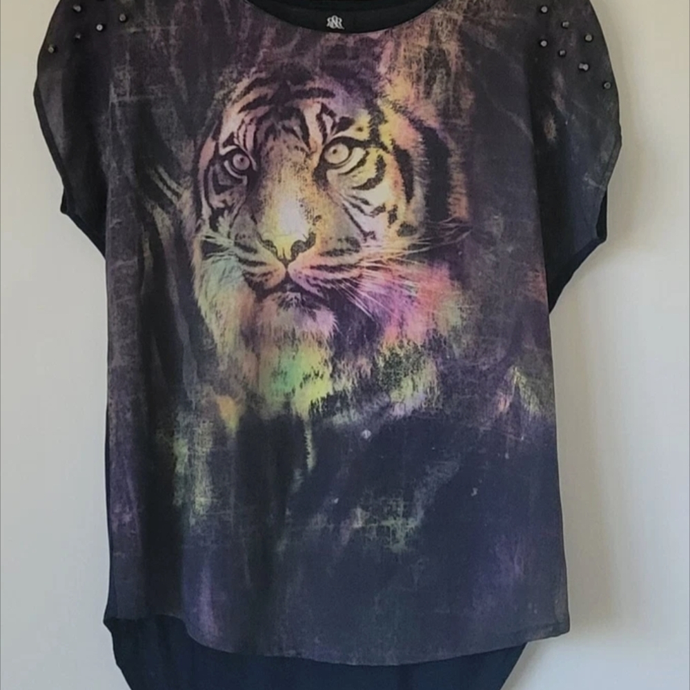 Rock & Republic Multicolor Tiger Print Blouse